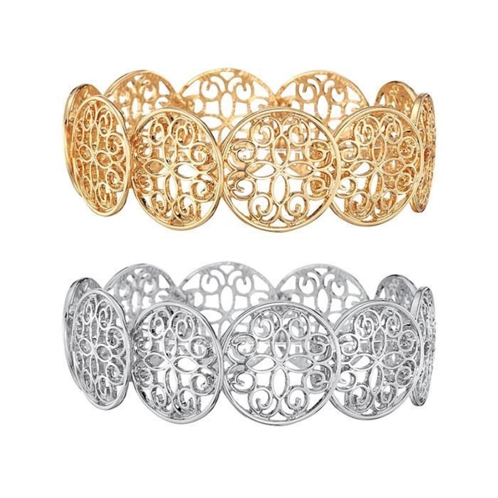 Filigree Stretch Bracelet Goldtone